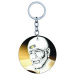 YuBingo Sai Baba On A Book Designer Printed Keychain (One-Side Print on MDF Wood, 5 Cm Diameter, Round)