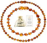 Baltic Amber Necklace and Amber Bracelet - Natural Amber from Baltic Region (13in. and 5.5in.) (Brown)