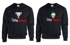 ALLNTRENDS Couples Sweatshirt His Quinn Her Poddin Trendy Matching Outfits (Womens M Mens XL, Black)