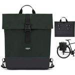 LARKSON Bike Pannier Dark Green - Tammo Bike - 2 in 1 Cycle Backpack & Bicycle Bag for Rear Carrier, Made of Recycled Material - Water-Repellent