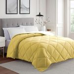 Cloth Fusion 200 GSM Microfiber Comforter Set Double Bed King Size, Soft & Warm Quilt for Winter, AC Comforter, Blanket Double Ded, Rajai, Lightweight Duvet (90x100 inch, Yellow)