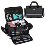 CURMIO Nurse Bag, Medical Bag Clinical Bag with Inner Dividers and No-Slip Bottom for Home Visits, Health Care, Hospice, Gift for Nursing Students, Physical Therapists, Doctors, Bag Only, Black