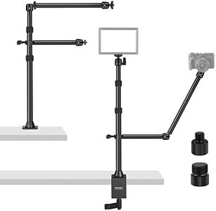 NEEWER Camera Desk Mount Stand with Two Auxiliary Holding Arms, Overhead Camera Mount Tabletop C Clamp 360° Swivel Ball Heads for DSLR, Webcam, Photography, Videography, Live Streaming, Zoom Calls