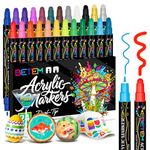 Betem 24 Colors Dual Tip Acrylic Paint Pens Markers, Premium Water-Based Acrylic Paint Markers for Fabric, Rock, Wood, Glass, Paper, Canvas, Ceramic, Fabric Paint Markers DIY Crafts Art Supplies Kit
