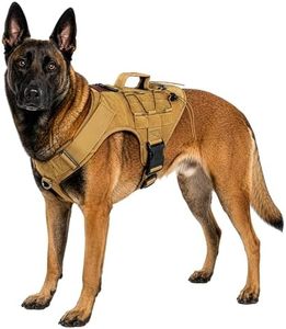 Albcorp Tactical Dog Vest Harness – Military MOLLE Modular System - No-Pull Service Dog Vest, Front Leash Clip, Hook & Loop Panels, Padded Handle, for Medium, Large Dogs - Coyote Brown, Extra Large