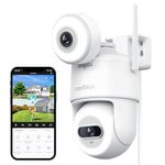 Reobiux 2K Dual Lens Outdoor Security Camera,360° PTZ Home Security Camera Outdoor, CCTV Camera with Colour Night Vision, Motion Detection, Bi-Directional Audio and IP66 Protection.