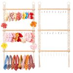 Dahey Hair Bows Organizer for Girls Headband Holder with 30 Hooks Wall Hanging Bow Holder Organizer Storage Hair Accessories Boho Nursery Decor for Baby Girls Room, 29.5"x15"