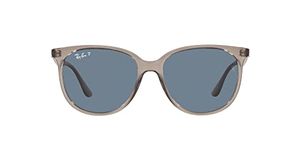 Ray-Ban Women's RB4378 Square Sunglasses, Transparent Grey/Dark Blue Polarized, 54 mm