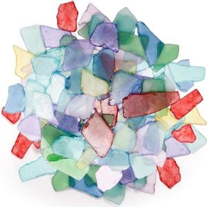 ZAVOOS Sea Glass for Crafts, 32 Oz Crushed Glass Vase Filler Bulk, Mix Rainbow Color Tumbled Seaglass Pieces Flat Frosted Dyed Color Stone for Aquarium Decor DIY Art Craft Supplies