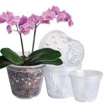 GOTVUGE Orchid Pots Variety 5 Packs (4.3in x 3, 5in x 2), Clear Orchid Planter Pots with Holes for Repotting, Clear Nursery Pots for Orchid Repotting Kit