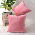 MERNETTE Pack of 2, Velvet Soft Decorative Square Throw Pillow Cover Cushion Covers Pillow case, Home Decor Decorations for Sofa Couch Bed Chair 16x16 Inch/40x40 cm (Pink)