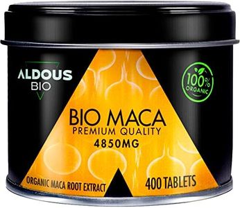 Extrait de Maca Bio | Dose 4850mg | 400 Comprimés | Hautement Concentrée | Maca Peruana | 100 jours | Poudre de Maca Root | Augmente l'Énergie et la Vitalité | Régulateur Hormonal | Certification Bio
