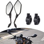 DKMOTORK Motorcycle Motorbike Convex Rear View Side Mirrors with 10mm Bolt (Clockwise Thread) for ATV Scooter Cruiser Electric Bicycle Sportster Off-road Street Dirt Bike with 7/8 Handle Bar Black