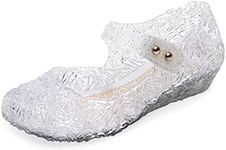 OMGard Jelly Shoes for Toddler Girls, Snow Queen Princess Birthday Sandals for Little Girls, White Glitter Sandals Size 10, Frozen Inspired Party Cosplay Costumes Dress Flats