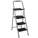Best Choice Products 3-Step Ladder, Portable Folding Anti-Slip Step Stool w/Utility Tray, Hand Grip, Rubber Feet Caps, 330lb Capacity