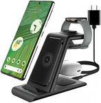 3 in 1 Wireless Charger Compatible for Google Pixel Watch Only,Wireless Charging Station for Pixel 9 Pro XL/9/8/7/6 Pro/7a, Pixel Buds Pro,Charger Stand Compatible with iPhone(Not for Pixel Watch 3/2)