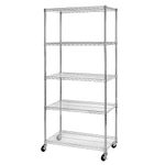 Seville Classics UltraDurable Heavy Duty NSF Solid Steel Wire Rack Storage Unit, Organizer for Garage, Warehouse, Office, Restaurant, Classroom, Kitchen, Steel, 5-Tier Shelving, 36" W x 18" D