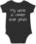 Funnwear My uncle is cooler, funny cute, one-piece infant baby bodysuit (6 Months, Black)