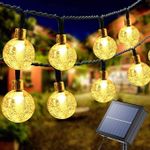 Owejuror Solar String Light 100led 39.4FT Outdoor Christmas Decorative 8 Modes LED Solar Globe String Lights Waterproof Solar Patio Light (100led Warm White)