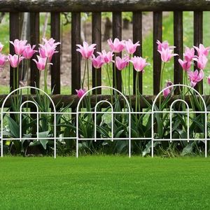 FOREHOGAR Decorative White Garden Fence Border 18in X50ft Outdoor Metal Wire Garden Fencing Flower Bed Folding Fences Panel Patio Edging Landscape for Yard