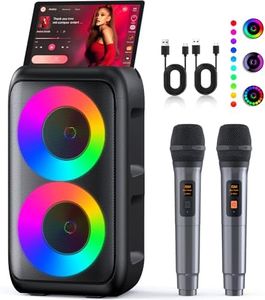 Karaoke Machine, Portable Bluetooth Speaker with 2 Wireless Karaoke Microphones, Karaoke Machine for Adults Kids with PA System,Stage Monitors Support TWS/TF/USB/AUX for Home Party Stage,Xmas Gifts