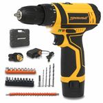 TOMAHAWK® T 7600-S Cordless Screwdriver & Drill Set, 25pcs - Compact and Powerful, Light weight, 1350 RPM - Reversible switch, Adjustable Torque, 10mm Chuck, 1x1.5Ah Battery for Drilling Wood, Metal