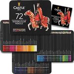 Castle Art Supplies 72 Watercolour Pencils Set | Premium Vibrant Pigments for Blending, Drawing and Painting | For Adults, Hobbyists and Professionals I Protected and Organised in Presentation Tin Box