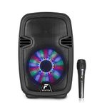 Fenton FT8LED 8-Inch Bluetooth Active Speaker with LED Lights - Portable PA System with Wired Microphone, Bluetooth Party Speaker, Portable PA Systems, Battery Powered PA System, Portable PA Speaker