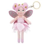 June Garden 7" Enchanted Garden Fairy Doll Elara - Plush Soft Keychain - Gift for Girls - Pink