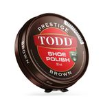 TODD Prestige Shoe Polish Brown Dark Tan High Gloss with Carnauba Wax | Shine and Protect for Leather Shoes, Boots, Bags | Metal Tin | 50ml