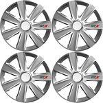 Versaco Car Wheel Trims GTXCARBON14 - Silver 14 Inch 7-Spoke - Boxed Set of 4 Hubcaps - Includes Fittings/Instructions