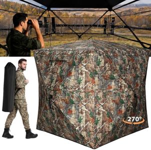 Hunting Blind with Carrying Bag, 270 Degree See Through Ground Blind, Pop Up Hunting Blind Portable Concealed Camouflage Tent for 3-4 Person, Camouflage