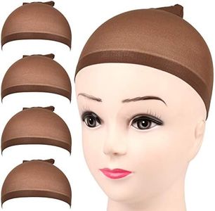 FANDAMEI 4 pieces Dark Brown Stocking Wig Caps Stretchy Nylon Wig Caps for Women