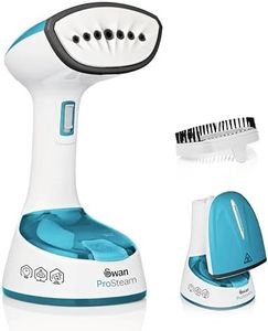 Swan SI12030N Foldable Garment Steamer with Removable Brush Attachments, Lightweight, 120ml Water Tank, 1470 Watts, White and Blue