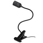 Black Clip on Light Bulb Holder E27 with Plug, Flexible Clamp Light E27 with 1.25m Cable and Switch, E26 Lamp Holder Clamp Screw Fitting, Grow Light E27 Desk Lamp Clip on Bed (No Bulb)