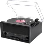 Multi-Functional Record Player 3-Speed RetroTurntable with Built-in Speakers & Bluetooth All-in-One Vinyl Turntable CD Player USB Recording FM Radio Vintage Wireless Music Streaming for Home