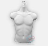 Female Hanging Mannequin Half Body Form Bust Shop Display 3QTR SKIN (MEN 3/4 WHITE)