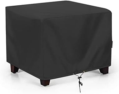 SunPatio Outdoor Ottoman Cover, Waterproof Square Coffee Table Cover, Patio Furniture Side Table Cover, All Weather Protection, 32W x 32D x 18H, Black