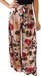 ECOWISH Wide Leg Pants for Women Summer 2024 Palazzo Tropical Floral Belted Casual Lightweight High Waist Flared Trousers with Pockets Pink Large