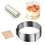 Cyimi Cake Mould Ring Stainless Steel Adjustable 6.5-12 Inch Mousse Cake Baking with Cake Collars 5.5 x 394 Inch Clear Cake Strips Cake Rolls Mousse Cake Acetate Sheet,Delicate Stickers for Cake Decor