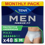 TENA Men Protective Underwear, Medium, Level 4 Heavy Bladder Weakness, 48 Pairs Of Incontinence Pants (12 X 4 Packs) Men, With A Masculine And Discreet Style