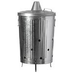 Silver Outdoor Galvanized Metal Garden Incinerator Can, for Yard, Patio, and Backyard