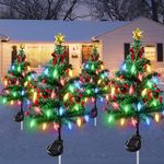 Dremisland 4Pack Solar Christmas Tree with 80LED Lights Outdoor Solar Christmas Decorations Solar Powered Prelit Small Christmas Tree for Holiday Outside Pathway Garden Yard Decor