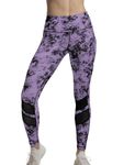 Mehrang Women's Printed Gym wear/Active Wear Tights Strechable Leggings with Breathable Mesh and Side Pockets (in, Alpha, L, Regular, Glowing Lavender)
