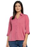 Aany's Culture Women's Shirt for Casual Wear | Spread Collar | Long Sleeve | Regular Fit | Button Closure | Shirt Crafted with Comfort Fit for Everyday Wear | Pink Colour Large Size