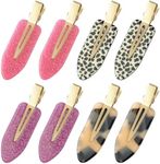 YIERSO 8 Pcs No bend Hair Clips No Crease Hair Clip Duckbill Clips No Dent Creaseless Flat Clip Alligator Hair Barrettes for Makeup Hairstyle Women Girls Accessories (Acrylic Resin-PinkPurple)