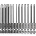 REXBETI Slotted Phillips Screwdriver Bit Set, 1/4 Inch Hex Shank S2 Steel Magnetic 3 Inch Long Drill Bits, 12 Piece