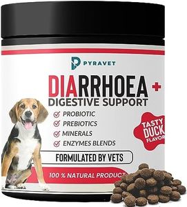 PYRAVET 5 in 1 Diarrhoea & Digestive Support, healthy treat Probiotics for Dogs Digestive Enzyme + Prebiotic + Vitamins + Minerals - Upset Stomach Relief, gut health, gas relief - FDA/ISO Approved - NATA Tested