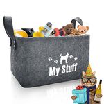 SuQurtom Dog Toy Storage Basket, Felt Stuff Storage Baskets for Pet Toys, Foldable Storage Bins for Organizing Pet Toys, Cat Blankets, Dog Clothes, Urine Pad (Grey)