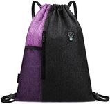 INONIX Backpack Sports Gym Bag for Women Men Children Large Size with Zipper and Water Bottle Mesh Pockets (Black/Purple)